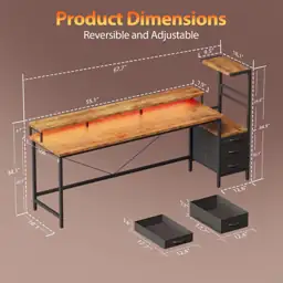 Mericonia 68 inch Gaming Desk… — Photo 2