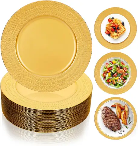 Gold Charger Plates Bulk 100Pcs,… — Photo 1