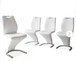 White Leather Upholstered Mermaid-shaped Dining… — Photo 4