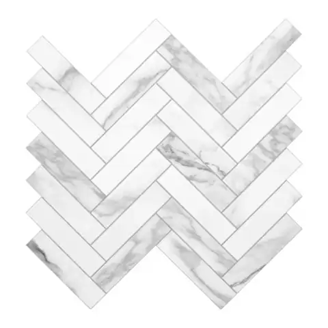 White Carrara Herringbone 12.4 x… — Photo 1