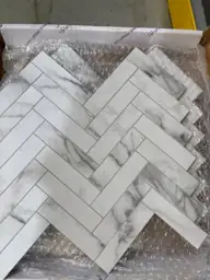 White Carrara Herringbone 12.4 x… — Photo 3