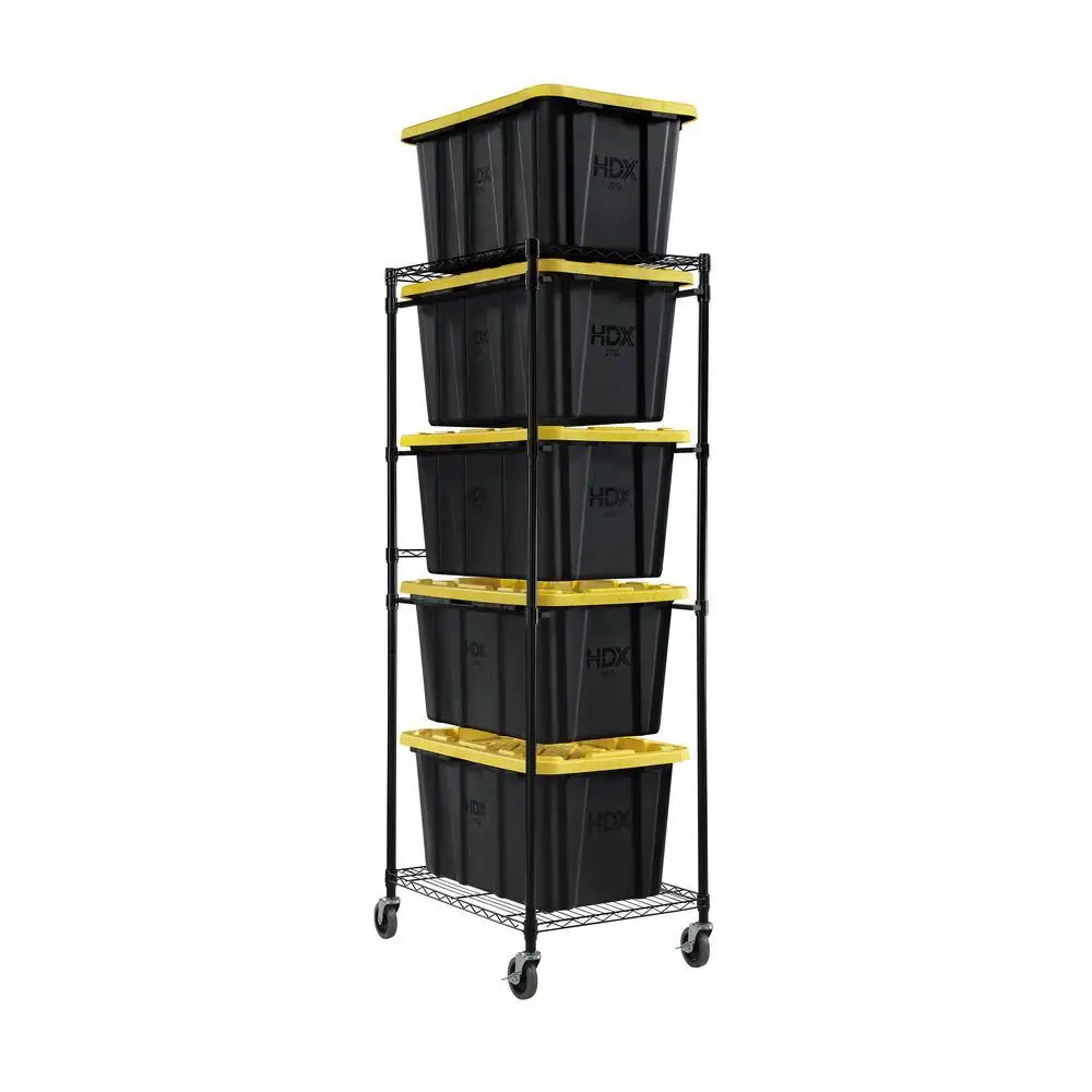 HDXSteel Wire Garage StorageBin Rack with Casters for 27Gal. Tough ...