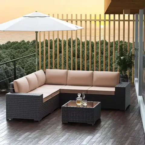 6-Piece Wicker Outdoor Sectional Set… — Photo 1