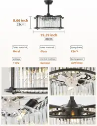 20" Farmhouse Crystal Fandelier Ceiling… — Photo 2