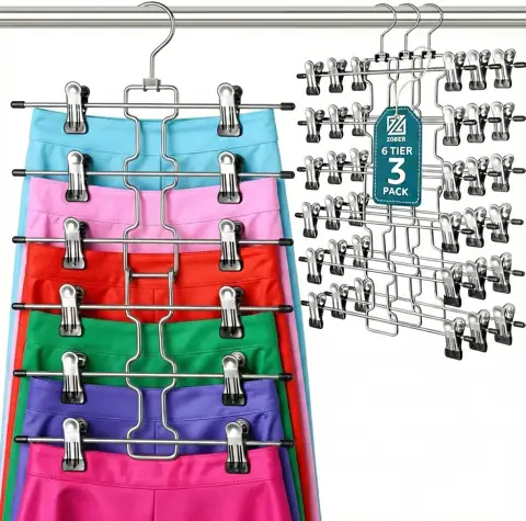ZOBER 3-Pack 6-Tier Skirt Hangers… — Photo 1