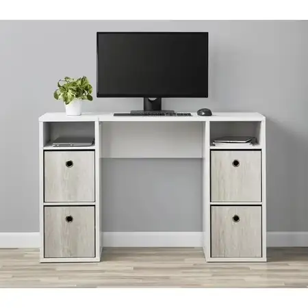 Mainstays 4-Cube Storage Desk, White… — Photo 1