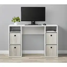 Mainstays 4-Cube Storage Desk, White… — Photo 1