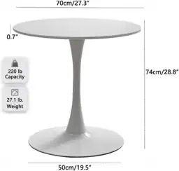 27.3" Tulip Dining Table, White… — Photo 2