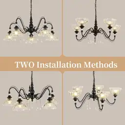 5-Light Matte Black Chandelier with… — Photo 2