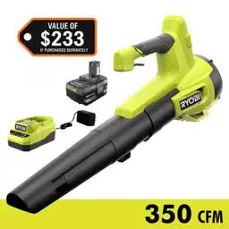 ONE+ 18V 100 MPH 350 CFM Variable-Speed Jet Fan Leaf Blower with 4.0 Ah ...