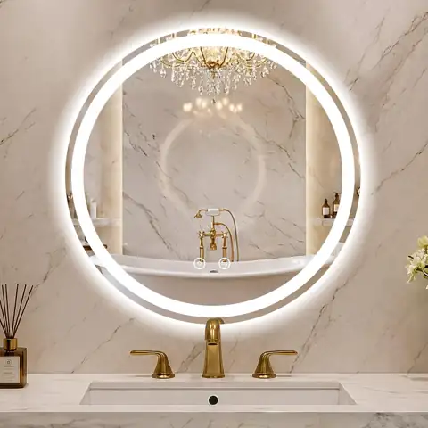 Round LED Bathroom Mirror with… — Photo 1