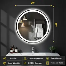 Round LED Bathroom Mirror with… — Photo 2
