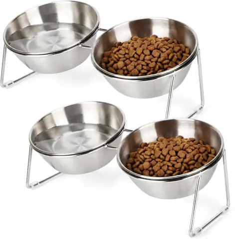 2-Pack Elevated Stainless Steel Cat… — Photo 1