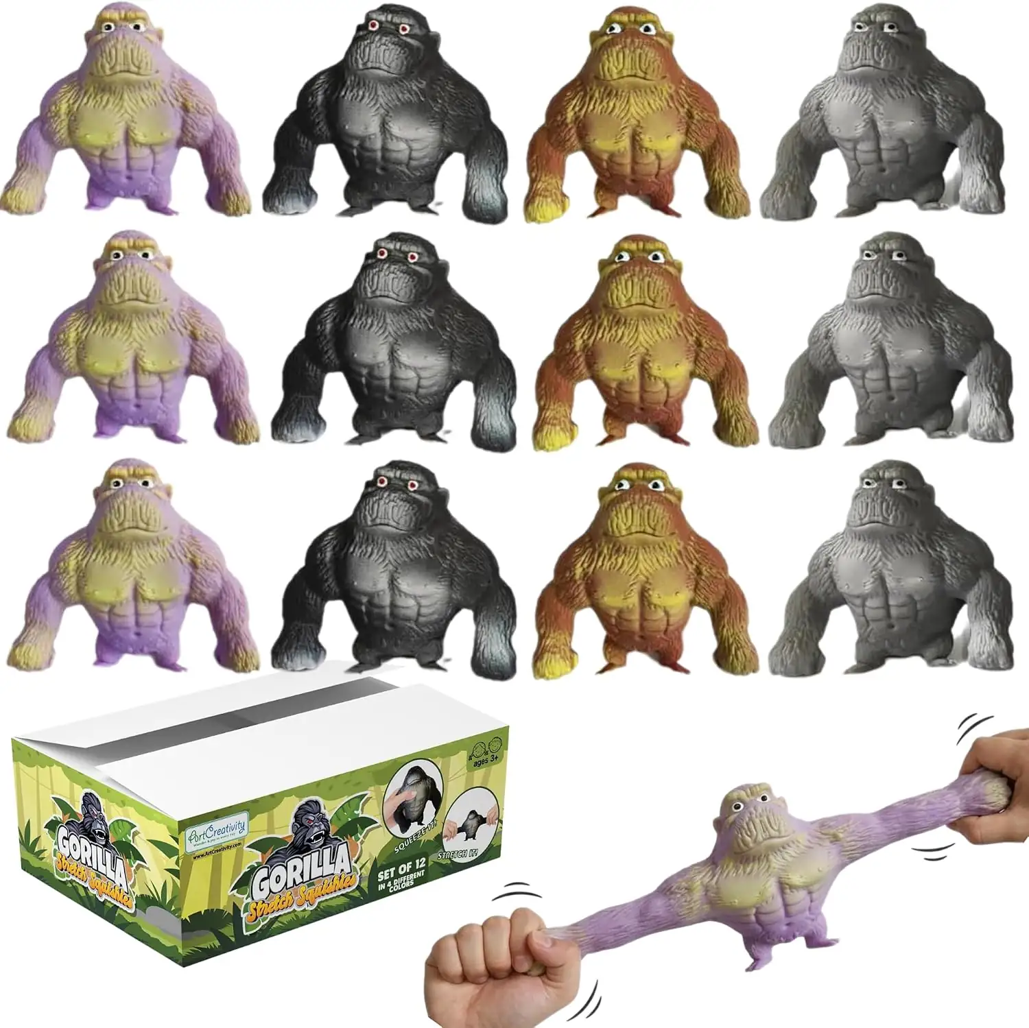 ArtCreativity 12-Pack Stretchy Gorilla Toys… — Photo 1