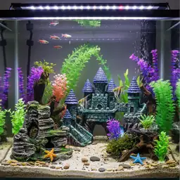 Mechpia 13pc Aquarium Decorations Kit: Resin Castle, Rockery, Betta ...