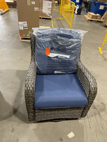 Grey Wicker Swivel Rocking Chair — Photo 1