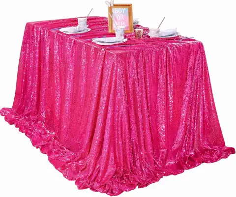 Hot Pink Tablecloth 60x102inch Sequin… — Photo 1