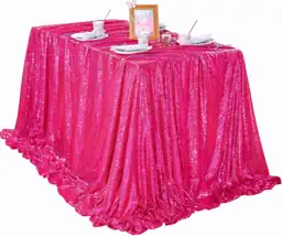 Hot Pink Tablecloth 60x102inch Sequin… — Photo 1