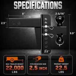 Adjustable Trailer Hitch, Fit 2.5… — Photo 2