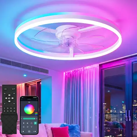 RGB Ceiling Fan with Light… — Photo 1