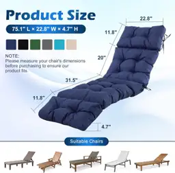 Chaise Lounge Cushions Outdoor, Waterproof… — Photo 2