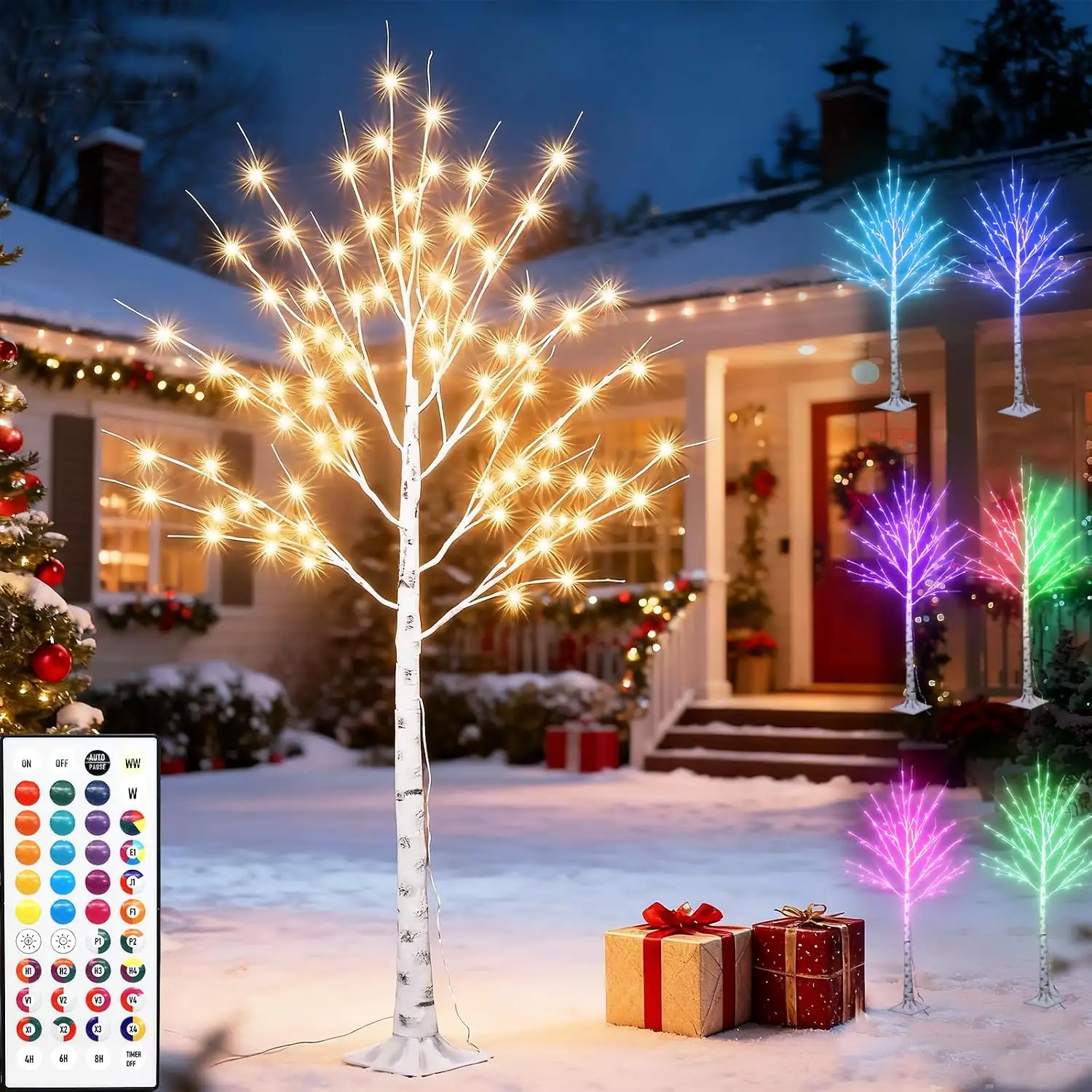 Outdoor Colorful Lighted Birch Tree… — Photo 1