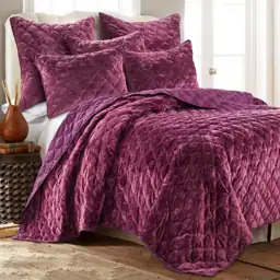 Ellora Plum Scallop Quilting Velvet… — Photo 1