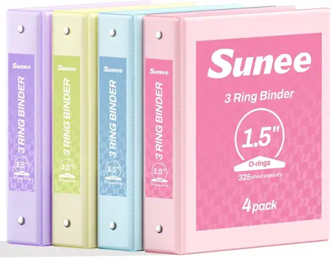 SUNEE 1.5-Inch 3-Ring Binders, Clear… — Photo 1