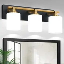 Bathroom Light Fixtures,3-Light Black and… — Photo 1