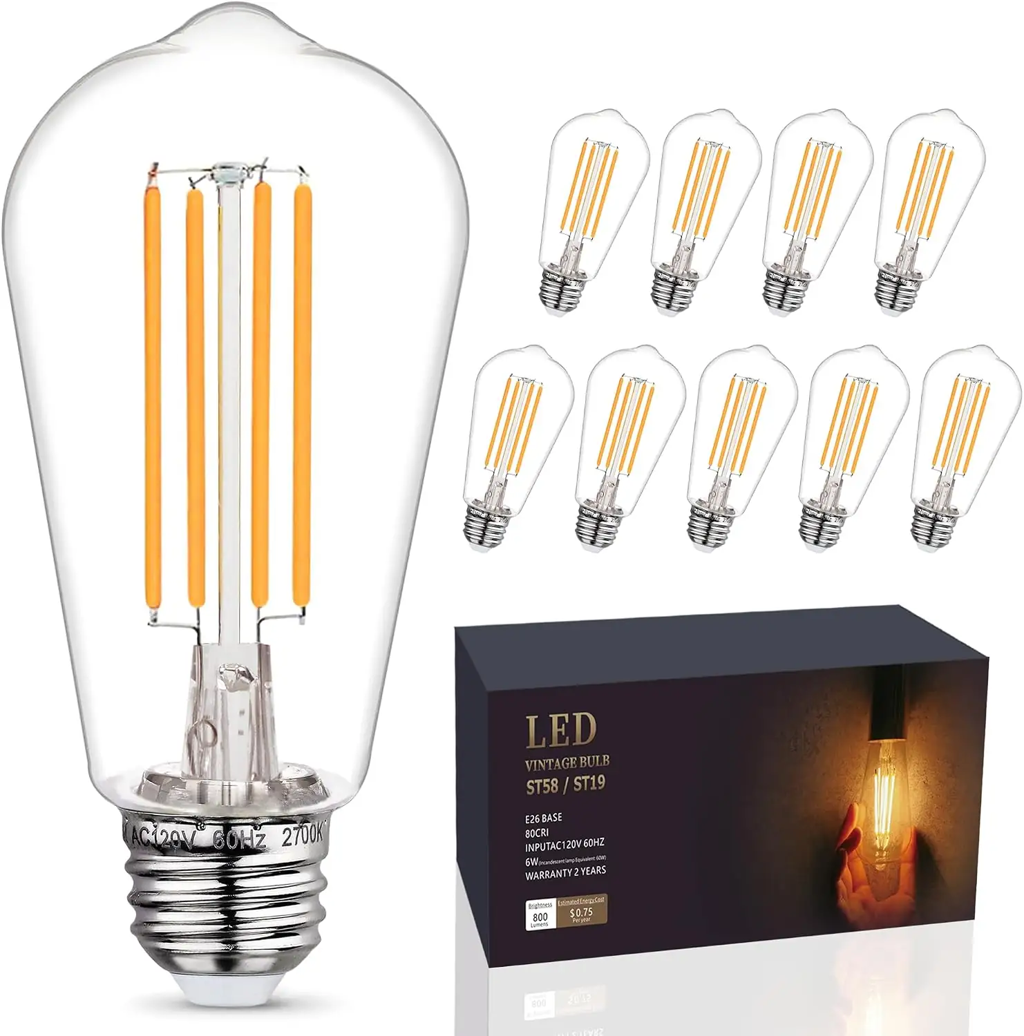 10-Pack Shatter Resistant LED Edison… — Photo 1