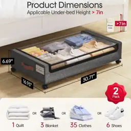 Yecaye 2-Pack Under Bed Storage… — Photo 2