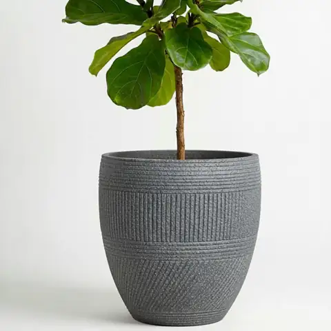 15" Textured Drum Outdoor Planter,… — Photo 1