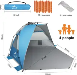 Oileus X-Large 4-Person UV Beach… — Photo 2