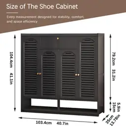Shoe Cabinet with Louvered Doors,… — Photo 2