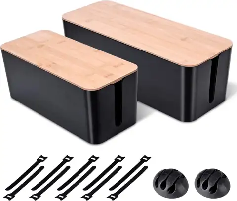 Naeety 2Pack Cable Management Box,Wooden… — Photo 1