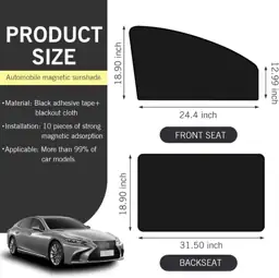 4Pcs Auto Window Shade, Magnetic… — Photo 2