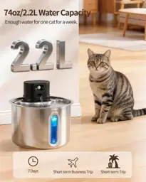 Cordless Cat Water Fountain Stainless… — Photo 2