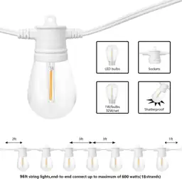 SUNTHIN 96FT White Outdoor String… — Photo 2