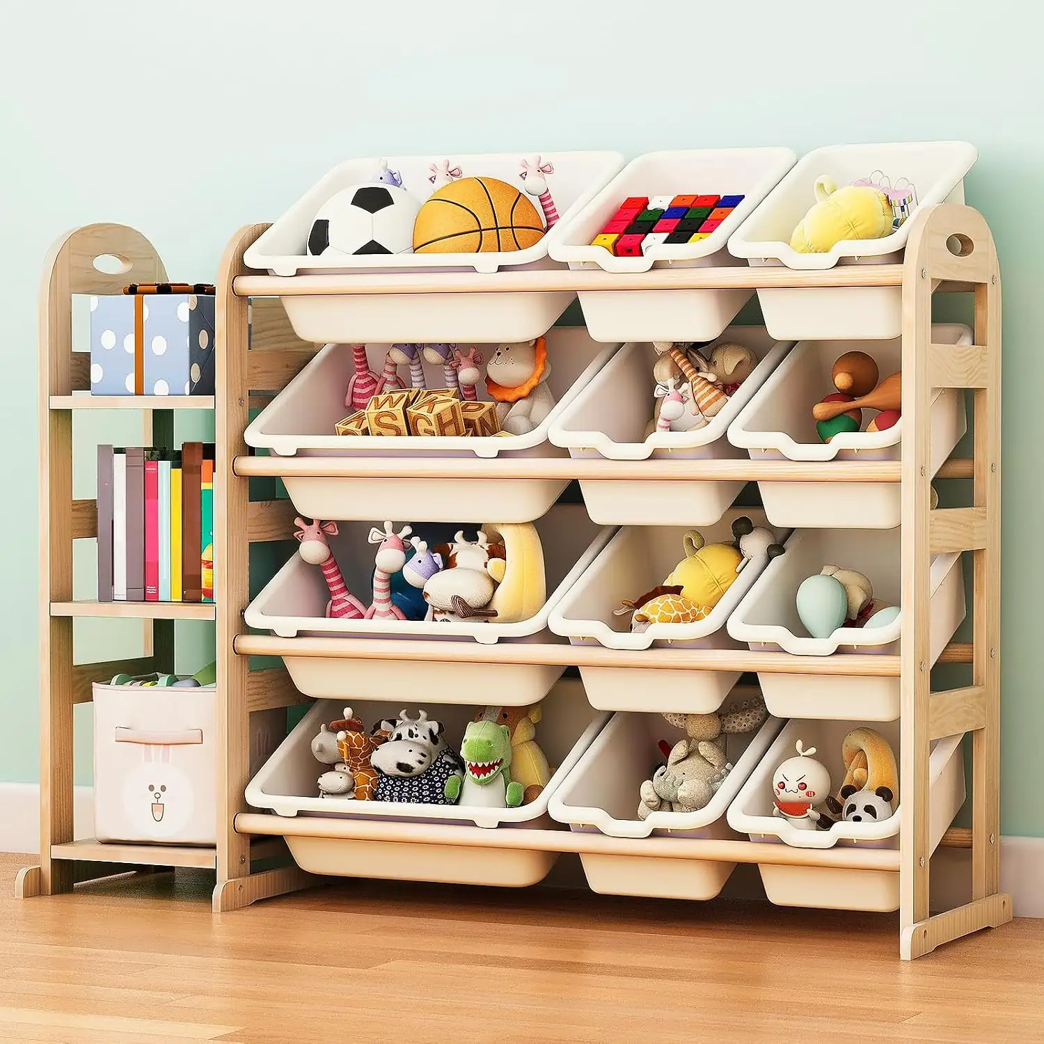 Toy Storage Organizer: Wooden Bookshelf… — Photo 1