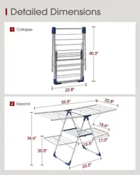 Sakugi Clothes Drying Rack, Foldable 2-Level with 55.5