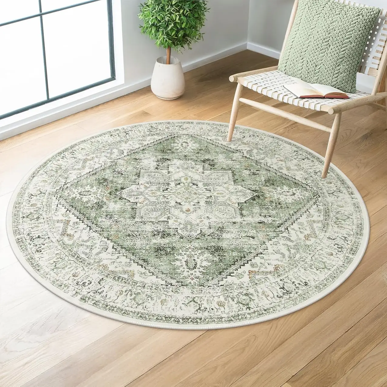 LIVEBOX Sage Green Round Rug… — Photo 1