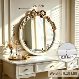 Bow Mirror, White Vintage Round… — Photo 2
