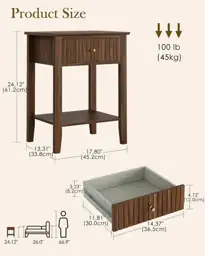 Fluted Nightstand with 1 Drawer,… — Photo 2