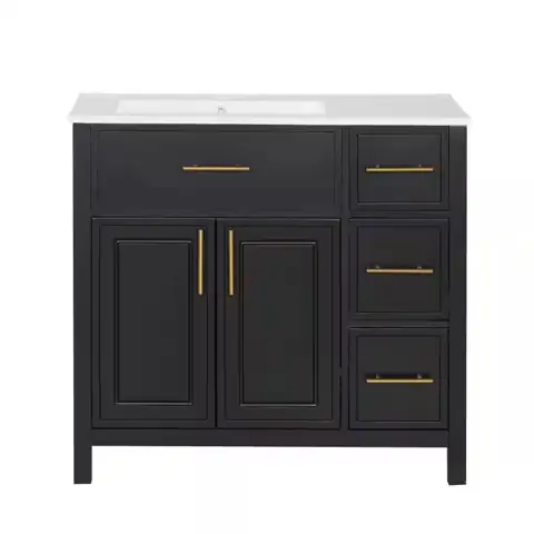 36 in. W Black Freestanding… — Photo 1