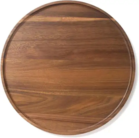 13.8" Round Acacia Wood Tray… — Photo 1