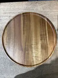 13.8" Round Acacia Wood Tray… — Photo 3