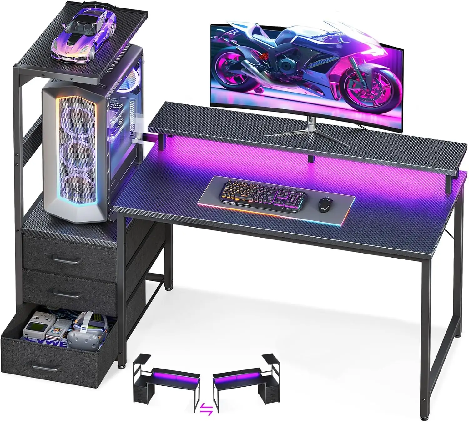 AODK Gaming Desk w/PC Showcase… — Photo 1