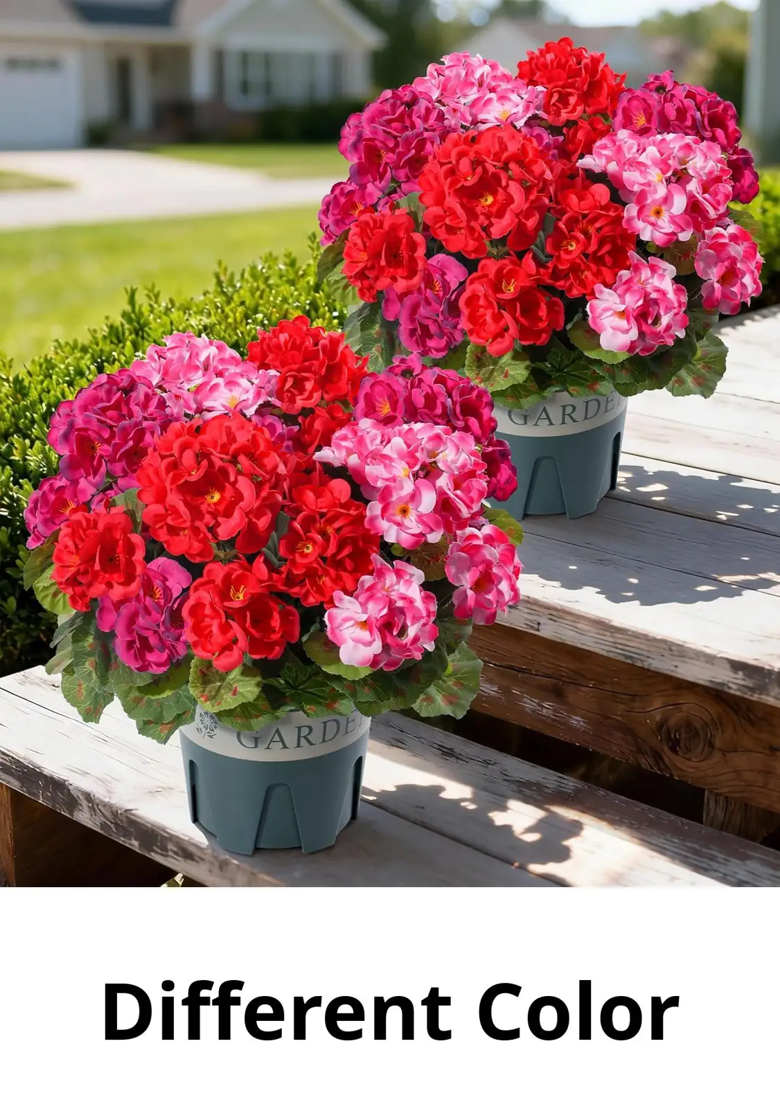 Artificial Geraniums, 2-Pack Potted Faux… — Photo 1