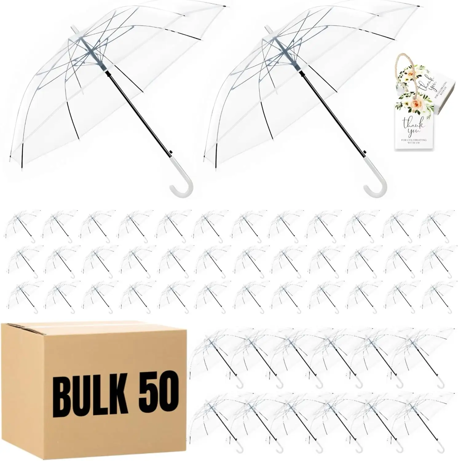50 Pack Clear Wedding Umbrellas… — Photo 1