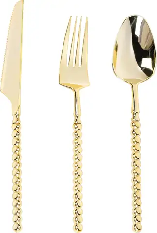 300PCS Gold Plastic Silverware, Heavy… — Photo 1